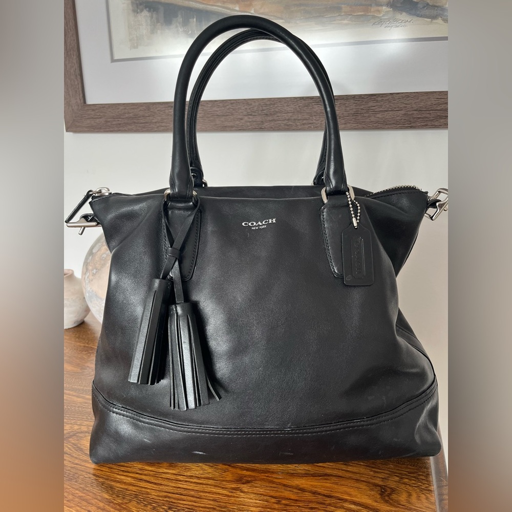 Coach Legacy Rory North South Black Leather Satchel Tote Bag Purse 19892 Large